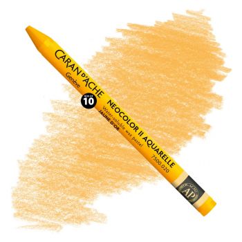 Caran d'Ache Neocolor II Water-Soluble Wax Pastels - Golden Yellow, No. 020 (Box of 10)