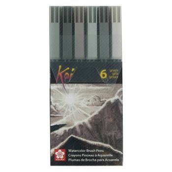 Sakura Koi Brush Pen Set of 6 - Grey