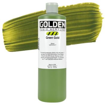 GOLDEN Fluid Acrylics Green Gold 16 oz