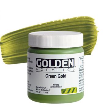 GOLDEN Heavy Body Acrylics - Green Gold, 4oz Jar