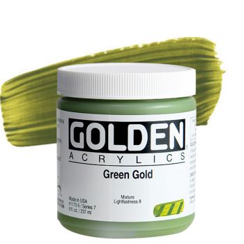 GOLDEN Heavy Body Acrylics - Green Gold, 8oz Jar