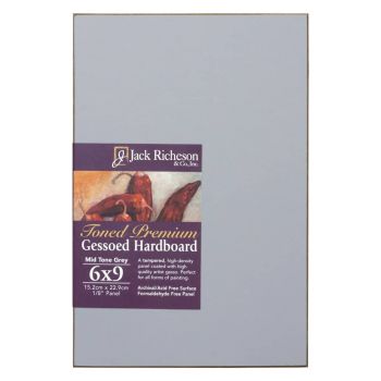 Jack Richeson 1/8" Toned Gesso Hardboard Canvas Panels - Grey, 6"x9"