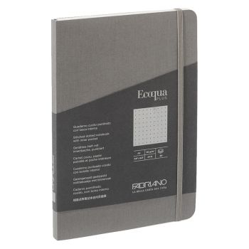 Fabriano EcoQua+ Notebook 5.8 x 8.3" Dot Grid Stitch-Bound Grey
