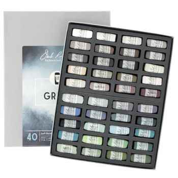 Richeson Hand-Rolled Soft Pastels Set of 40 Grey Tones