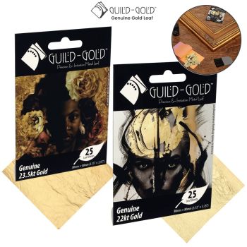 Guild Gold Genuine Gold Leaf, Packs of 25 Leaves