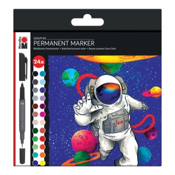 Marabu Graphix Permanent Marker Hero Galaxy Colors Set of 24