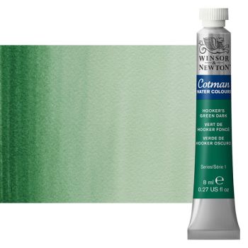 Winsor & Newton Cotman Watercolor 8 ml Tube - Hooker's Green Dark