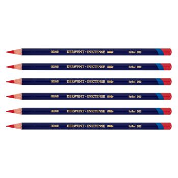 Derwent Inktense Pencil Box of 6 No. 0410 - Hot Red