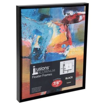 Illusions Aluminum Floater Frame, 8" x 10" Black - 7/8" Deep