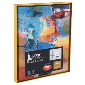 Illusions Aluminum Floater Frame, 16" x 20" Gold - 7/8" Deep
