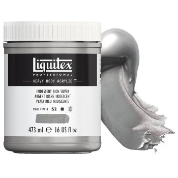 Liquitex Professional Heavy Body Acrylic - Iridescent Rich Silver, 16oz Jar