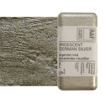 R&F Encaustic Handmade Paint 40 ml Block - Iridescent German Silver 