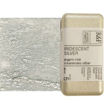 R&F Encaustic Handmade Paint 40 ml Block - Iridescent Silver