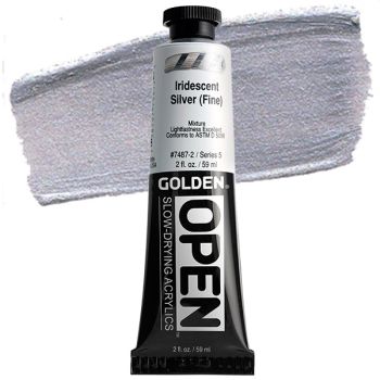 GOLDEN Open Acrylic Paints Iridescent Silver (Fine) 2 oz