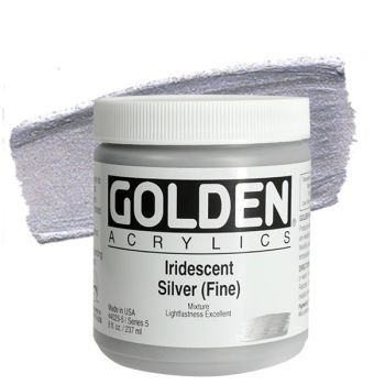 GOLDEN Heavy Body Acrylics - Iridescent Silver, 8oz Jar