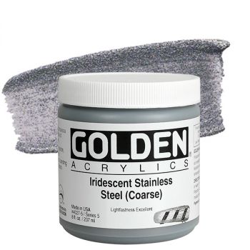 GOLDEN Heavy Body Acrylics - Iridescent Stainless Steel (Coarse), 8oz Jar