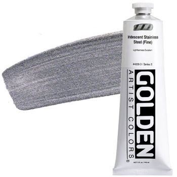 GOLDEN Heavy Body Acrylics - Iridescent Stainless Steel (Fine), 5oz Tube
