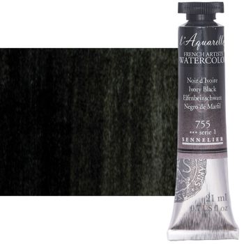 Sennelier l'Aquarelle Artists Watercolor - Ivory Black, 21ml Tube