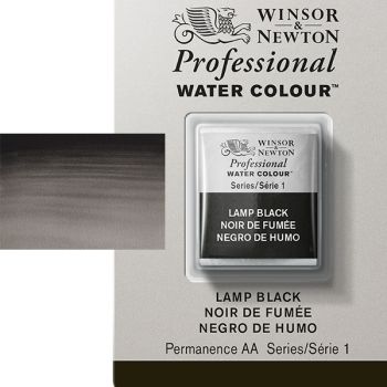 Winsor & Newton Professional Watercolor Half Pan - Lamp Black