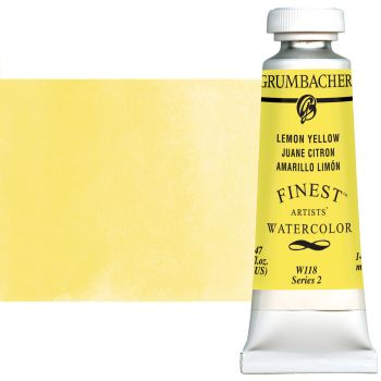 Grumbacher Finest Artists' Watercolor - Lemon Yellow, 14 ml Tube