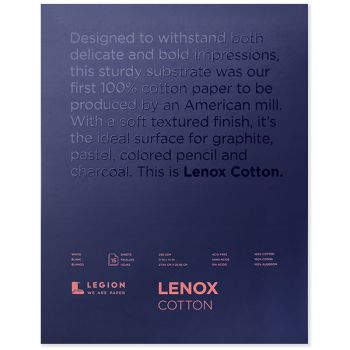 Legion Lenox 100 Cotton Paper Pad (15 sheets 92lb) 11x14in - White