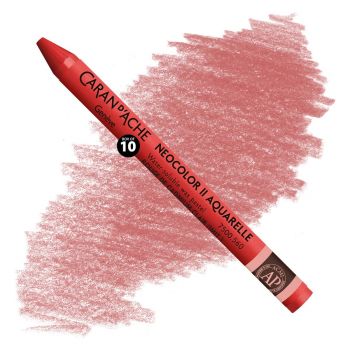 Caran d'Ache Neocolor II Water-Soluble Wax Pastels - Light Cadmium Red Hue, No. 560 (Box of 10)