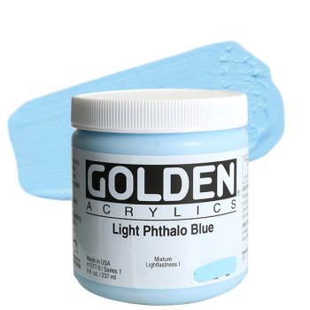 GOLDEN Heavy Body Acrylics - Light Phthalo Blue, 8oz Jar