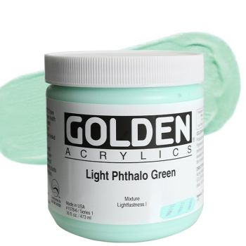 GOLDEN Heavy Body Acrylics - Light Phthalo Green, 16oz Jar