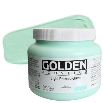 GOLDEN Heavy Body Acrylics - Light Phthalo Green, 32oz Jar