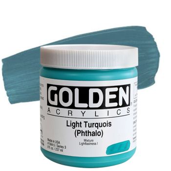 GOLDEN Heavy Body Acrylics - Light Turquoise Phthalo, 8oz Jar