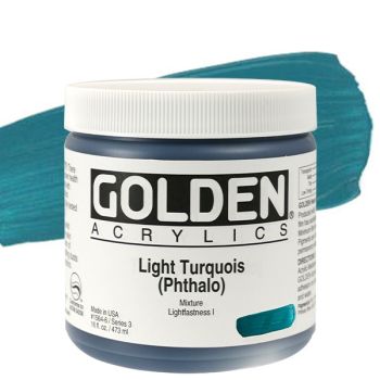 GOLDEN Heavy Body Acrylics - Light Turquoise Phthalo, 16oz Jar