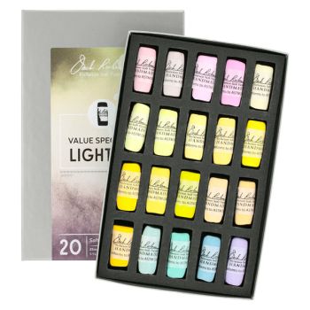 Richeson Hand-Rolled Soft Pastels Set of 20 Value Spectrum: Lights 4
