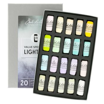 Richeson Hand-Rolled Soft Pastels Set of 20 Value Spectrum: Lights 5