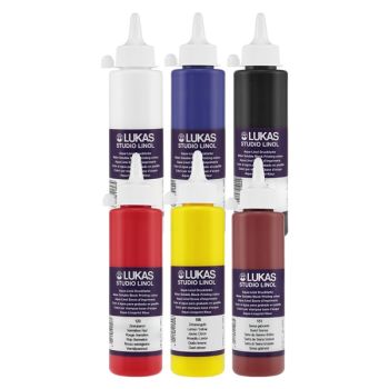 LUKAS Studio Linol Ink 250ml 5 Color Set + White