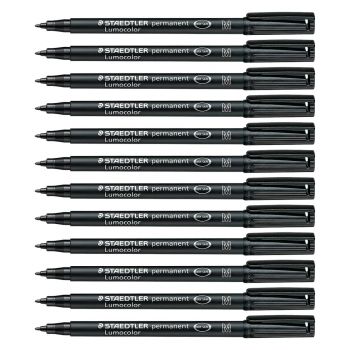 Staedtler Lumocolor Permanent Pens Medium #M317 - Black, 1.0mm (Box of 12)