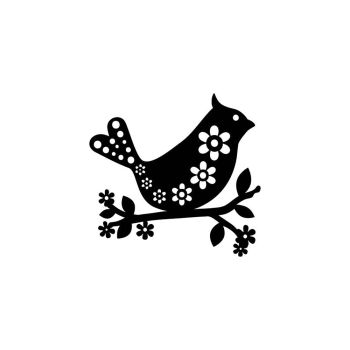 Marabu Silhouette Stencil Bird with Flowers 6x6 In