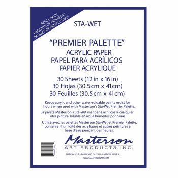 Masterson Sta-Wet Premier Palette Acrylic Paper 12x16" Refills Pack of 30
