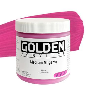 GOLDEN Heavy Body Acrylics - Medium Magenta, 16oz Jar