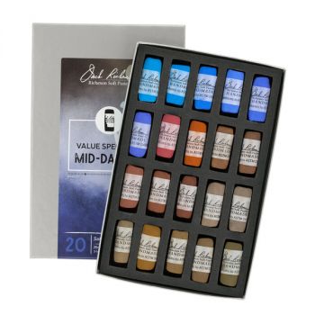 Richeson Hand-Rolled Soft Pastels Set of 20 Value Spectrum: Mid-Darks 1