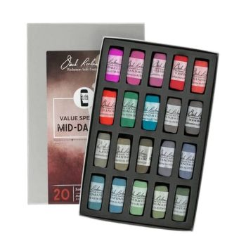 Richeson Hand-Rolled Soft Pastels Set of 20 Value Spectrum: Mid-Darks 3