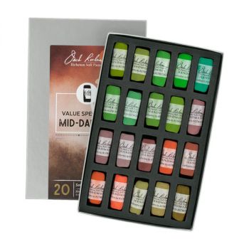 Richeson Hand-Rolled Soft Pastels Set of 20 Value Spectrum: Mid-Darks 5