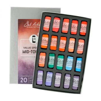 Richeson Hand-Rolled Soft Pastels Set of 20 Value Spectrum: Mids 4