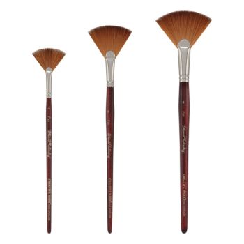 Mimik Kolinsky Synthetic Set of 3 Short Handle Fan Brushes