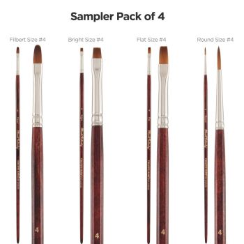 Mimik Synthetic Kolinsky Sz #4 Long Handle Brush Sampler Set Of 4 