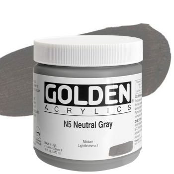 GOLDEN Heavy Body Acrylics - Neutral Grey No.5, 16oz Jar