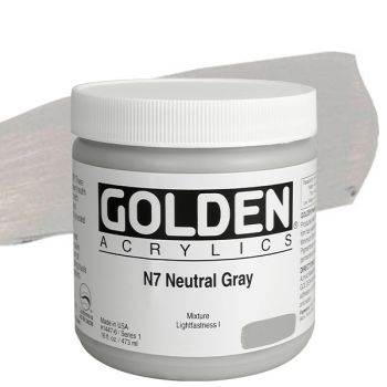 GOLDEN Heavy Body Acrylics - Neutral Grey No.7, 16oz Jar