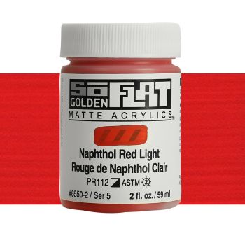 GOLDEN SoFlat Matte Acrylic - Naphthol Red Light, 2oz Jar