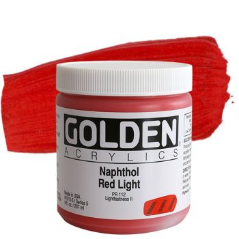 GOLDEN Heavy Body Acrylics - Naphthol Red Light, 8oz Jar