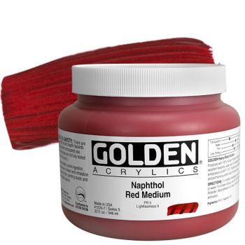GOLDEN Heavy Body Acrylics - Naphthol Red Medium, 32oz Jar