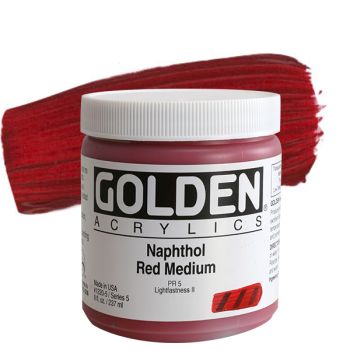 GOLDEN Heavy Body Acrylics - Naphthol Red Medium, 8oz Jar